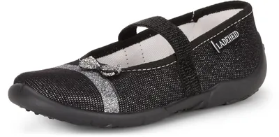 Produktbild von Ladeheid Mädchen Hausschuhe Ballerinas mit Einlegesohlen LAVI0005 (Schwarz, 27 EU)