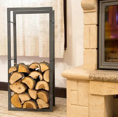 Produktbild von Kaminholzregal Kaminholzständer 100 cm Grau 80003 Holzkorb Kaminholzhalter Regal