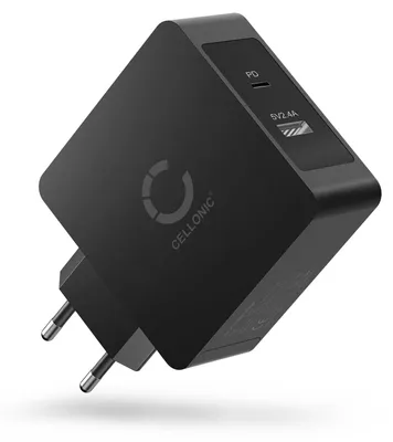 Produktbild von CELLONIC 2-Fach USB Ladegerät für Smartphone & Tablet mit USB PD Power Delivery 30W - 5.4A Schnellladegerät Mehrfachstecker USB Netzteil Ladeadapter Steckdose Netzstecker Dual USB Charger Ladestecker