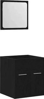 Immagine prodotto di Set Mobili da Bagno 2 pz Rovere Nero in Legno Multistrato