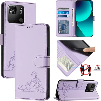 Image de Etui en cuir pour Xiaomi Redmi 10A /Redmi 9C, étui à rabat avec fonction stand et portefeuille Violet