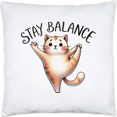 Produktbild von Stay Balance Kissen Geschenkidee für Katzenliebhaber und Yogafans