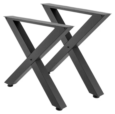 Imagen del producto de Juego de patas para mesa - Color negro - Forma en X - Capacidad de carga de 1000 kg - Dimensiones: 760 x 750 mm