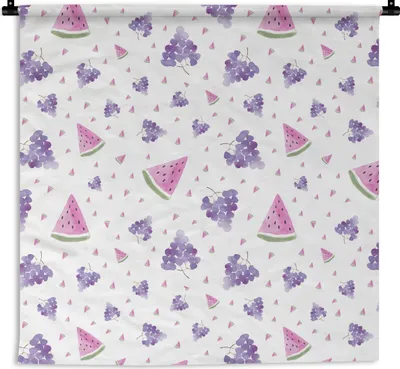 Produktbild von MuchoWow® Wandteppich Wandbehang Weintrauben - Wassermelone - Design - Pastell 150x150 cm Tapisserie Dekoration Wandtuch - Wohnaccessoires - Modernes