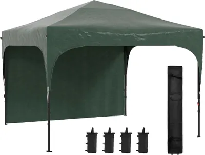 Obrázok produktu pre Skladací stan, 3x3 m, výškovo nastaviteľný, bočná stena, zelený