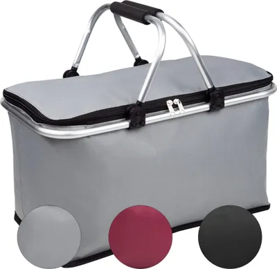 Produktbild von Einkaufskorb Kühlkorb 25 L Faltbarer Einkaufskorb Picknickkorb Korb Körbchen klappbar Einkaufstasche Kühltasche isoliert Grau