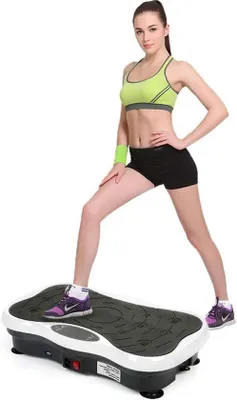 Productafbeelding van Vibratieplaat - Trilplaat Fitness - Vetverbranding Training - Met Bluetooth Speaker - 9.8 kg - Zwart en Wit