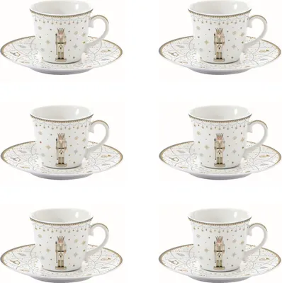 Produktbild von 6er Set Tassen mit Untertasse ROYAL NUTCRACKER Nussknacker 200ml Easy Life