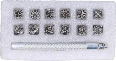 Obrázok produktu pre Kožené razítka, výroba DIY, jemné spracovanie, módny dizajn, vzory, razítkové nástroje, 12 razítok Karaqusa