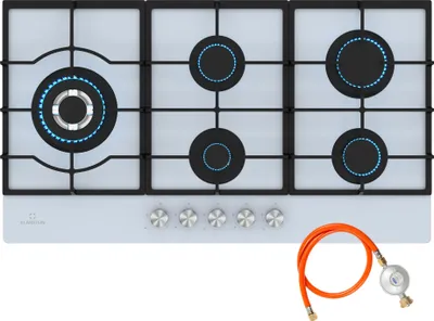 Image de Klarstein Ignito Plaque De Cuisson Gaz 5 Brûleurs Sabaf, 3.6kW, Verre Trempé, Allumage Électrique, Compatible Wok, Pour Gaz Naturel & GPL, 90x51cm, Plaque Gaz Polyvalente