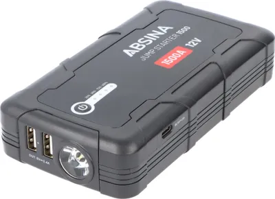 Produktbild von Absina Jumpstarter 1500, KFZ-Starthilfe-Powerakku mit Powerbank-Funktion und LED-Licht, ideal für PKW, Motorrad, Boot