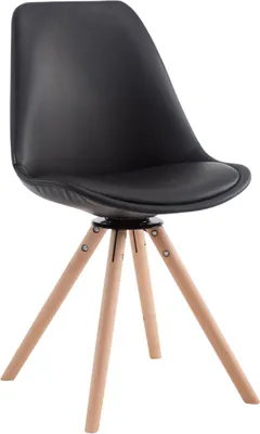 Productafbeelding van CLP bezoekersstoel Calais, ronddraaibaar, met ronde houten poten, grijs frame, naturel kleur