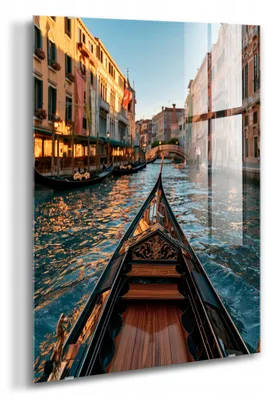 Productafbeelding van STYLER Glaswanddecoratie, 80x120 cm, Venice, Venetië-motief, stijlvolle wanddecoratie voor woonkamer, slaapkamer of hal, modern interieur