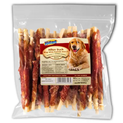 Produktbild von HILTON Duck wrap white rawhide stick - hundekauartikel - 500g