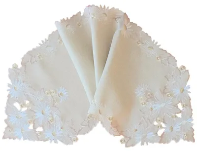 Immagine prodotto di Runner da tavola LOLA con ricamo floreale tono su tono in poliestere 40 x 140 cm