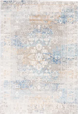 Produktbild von Ethno Vintage Teppich - Kurzflor - Weich Teppich für Wohnzimmer, Schlafzimmer, Esszimmer - Teppiche - Grau Blau - 120 x 170 cm