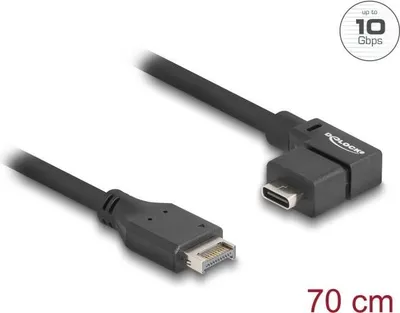 Produktbild von DeLOCK USB 10 Gbps Kabel Typ-E Key A 20 Pin Stecker zu USB Type-C Buchse gewinkelt 70 cm, 0,7 m, 3.2 Gen 2 (3.1 Gen 2), USB Type-E, USB Typ-C, 32/28, Männlich
