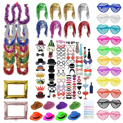 Produktbild von Omgoods – 146-teiliges Party-Dekorationsset mit Foto-Requisiten für Hochzeit, Halloween und Feiern