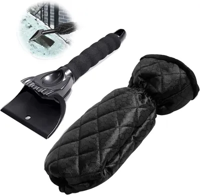 Produktbild von Eiskratzer Auto mit Handschuh - Eiskratzer mit Frostschutzhandschuh - Scheibenkratzer mit Handschutz - Entfernt Eis & hält die Hände warm - Schwarz