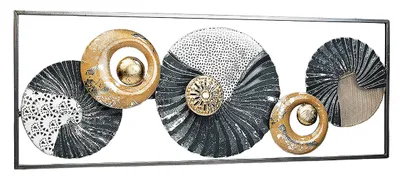 Obrázek produktu pro Kobolo nástěnné malby nástěnné dekorace kovový obraz 3D obraz - SEASHELL -antracitová bílá zlatá- cca 28x75 cm - plátno umělecké výzdoby interiéru domácí abstraktní moderní