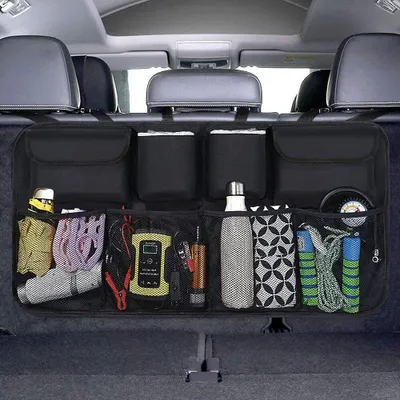 Produktbild von Netz-Kofferraumorganizer mit 8 Taschen, verstellbarem Gurt, für SUVs oder Kinder
