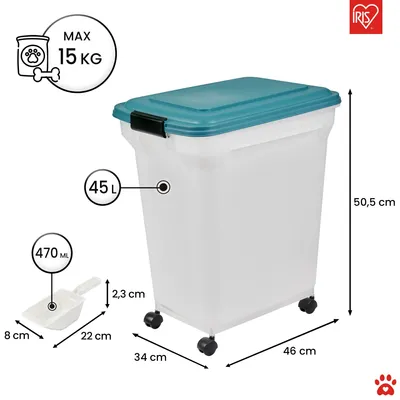 Produktbild von Iris Ohyama Hundefutter Aufbewahrung, 45L, luftdicht, Futterbox für Hunde und Katzen, Blau