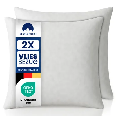 Produktbild von Gentle North Kopfkissen 2er Set 50x50 cm für Bett und Sofa Dekokissen Sofakissen Füllkissen Polyester Waschbar bis 40° Weiß Zierkissen