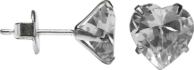 Produktbild von Silber Ohrstecker mit Herz in verschiedenen Farben und Größen Farbe - Transparent Größe - 7 mm