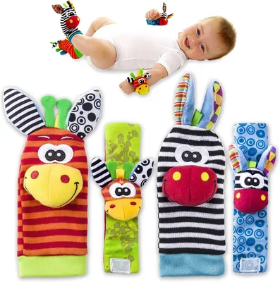Produktbild von Multisensorische Baby-Handgelenk-/Fußrassel ab 6 Monaten, entwicklungsfördernd, Socken-Geschenkidee für Hände und Füße