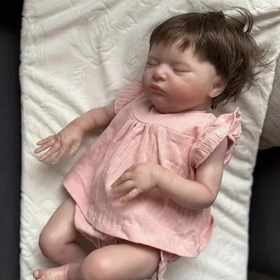 Produktbild von Reborn Baby Schlafendes Baby Laura Mit Handverwurzeltem Haar Lebensechte Soft Touch 3D Haut Sichtbar Bebe Reborn Puppen Kinder Spielzeug Geschenke