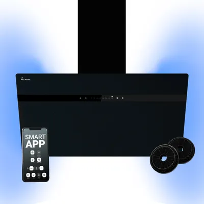 Produktbild von KKT KOLBE A+++ Dunstabzugshaube 80 cm 782 cbm/h Kopffreie Wandhaube Edelstahl schwarzes Glas WLAN RGBW-LED-Beleuchtung SensorTouch Bedienung STYLE8005SMAO