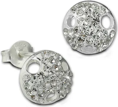 Image de SilberDream Boucles d'oreilles femmes 925 argent blanc rond zirconium SDO8028W