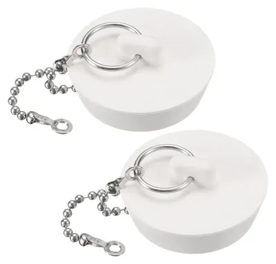 Zdjęcie produktu dla Zatyczki do odpływu, 2 sztuki, średnica 41-44 mm, gumowe, białe, do wanny, umywalki i zlewu