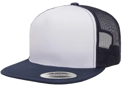 Image de Casquette trucker « Classic » Yupoong FK1760 (taille unique) (blanc/bleu marine)