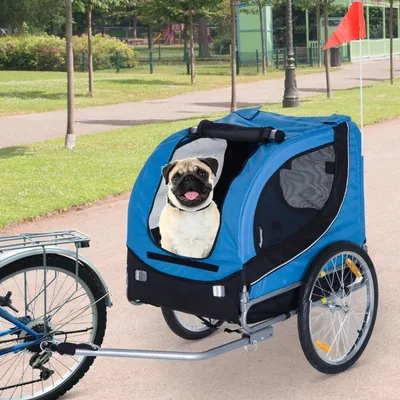 Immagine prodotto di Rimorchio per cani - Rimorchio per bicicletta per cani | Colore: Blu, Nero | Dimensioni: 28,74 x 51,18 x 35,43 cm