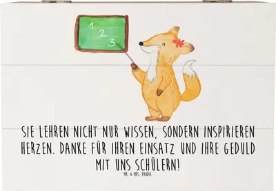 Produktbild von Mr. & Mrs. Panda Kiste Danke Lehrer 22 x 15 cm - Weiß - Geschenk, Wertschätzung, Hingabe, Lieblingslehrer, Bedanken, Holzbox mit Deckel, Box, Aufmerksamkeit, sagen, holz