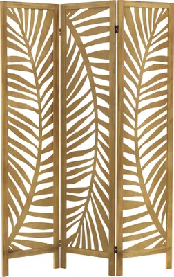 Produktbild von ML-Design Paravent Raumteiler 3-teilig Fukuoka, Natur, 170x121cm, aus Holz, Faltbarer Raumtrenner Innen, freistehend, Trennwand 3 Paneele, Stellwand