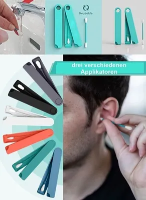 Produktbild von GKA 2 Stück wiederverwendbare Silikon Wattestäbchen für die Ohrreinigung und Makeup