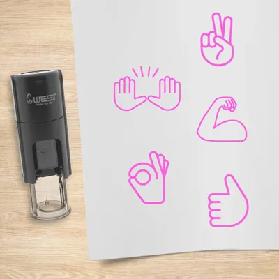 Obrázok produktu pre Sada pečiatok CombiCraft ručičky emojis ružové s 5 pečiatkami