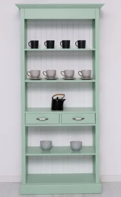 Produktbild von Casa Padrino Landhausstil Schrank Mintgrün / Weiß 91 x 39 x H. 197 cm - Landhausstil Esszimmer Schrank - Massivholz Möbel - Landhausstil Shabby Chic Möbel