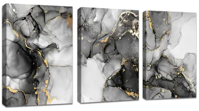 Produktbild von 3-Panel Leinwand Wanddekoration mit Marmorprint