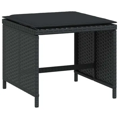 Produktbild von Möbel Gartenhocker - Schwarz - CLORIS Gartenhocker mit Kissen 4 Stk. Schwarz 40x40x35 cm Poly Rattan,11.5 Kg - 528276