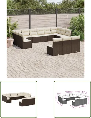 Produktbild von The Living Store 13-tlg. Garten-Sofagarnitur mit Kissen Braun Poly Rattan