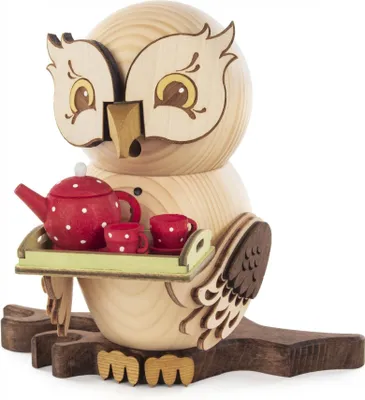 Produktbild von Räuchereule mit Teeservice (15cm) von Drechslerei Kuhnert