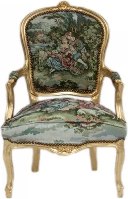 Produktbild von Casa Padrino Barock Salon Stuhl Gobelin / Gold