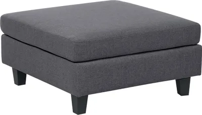 Produktbild von BELIANI Ottomane Dunkelgrau Stoffbezug mit Schwarzen Beinen Modern Quadratisch Wohnzimmer Schlafzimmer Ausstattung Sitzmöbel Fußhocker