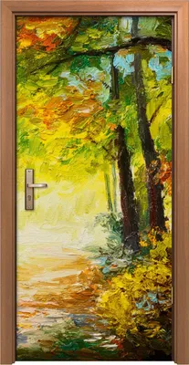 Produktbild von Türposter 90x200 cm Türaufkleber Türtapete Türfolie Klebefolie Wald See Herbst Landschafts Park Baum