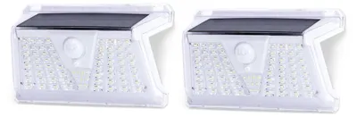 Image de lot de 2 appliques murales solaires à capteur 73LEDS 260 lumens 6500K blanc froid Lampe d'extérieur Lampadaire extérieur