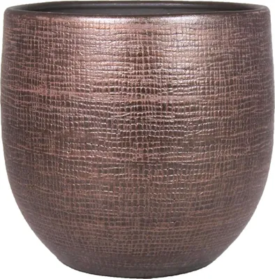 Produktbild von INNA-Glas Keramiktopf Agape mit Maserung, Kupfer, 31cm, Ø34cm - Deko Übertopf