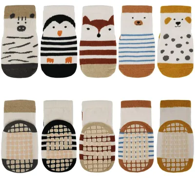 Produktbild von Babysocken Antirutsch - Weiche Baumwoll-Socken für Kleinkinder - Set mit 5 Paar